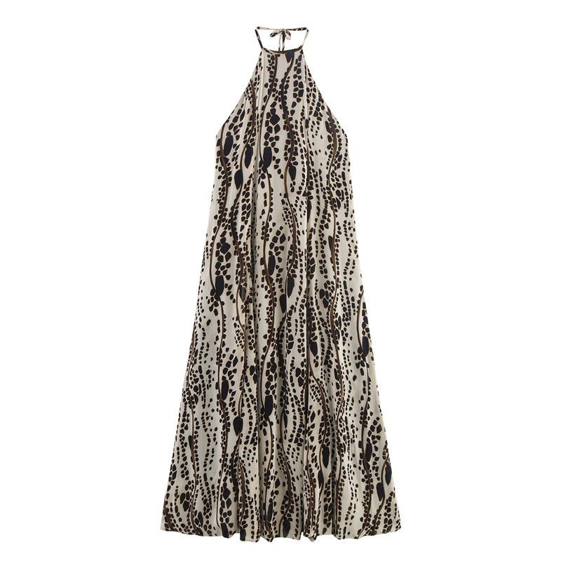 Ethnic Print Flower Hanging Collar Dress - Shop at LoveMi