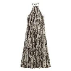 Ethnic Print Flower Hanging Collar Dress - Picture Colour-L - View 1