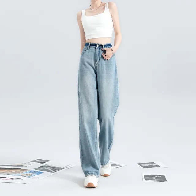Fashionable Narrow Wide leg Jeans For Women Blue - Shop at LoveMi