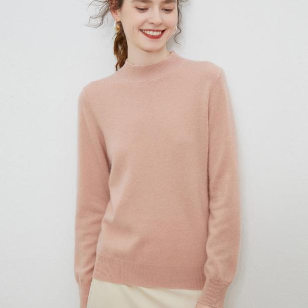 Half-high-neck Solid-color Loose-fit Pullover Knit Sweater