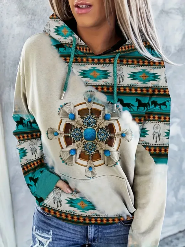 Women's Hoodie Fashionable Ethnic Style Casual Sports Hoodie Cxwy W 2 8 4Xl - Shop at LoveMi