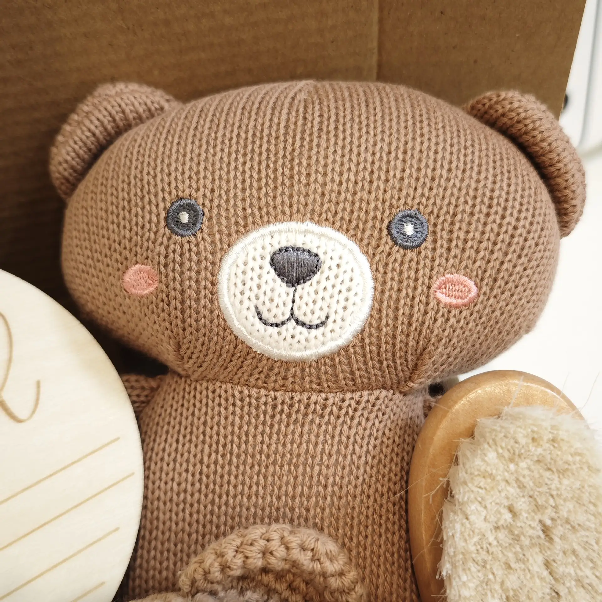 Gift Box Plush Bear Toy Soothing Handbell 60 60cm Saliva Towel Cover Blanket