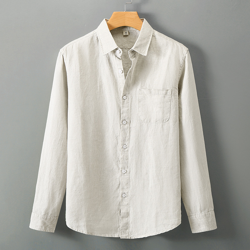 Linen Shirt Men's Long Sleeve Loose Thin Casual