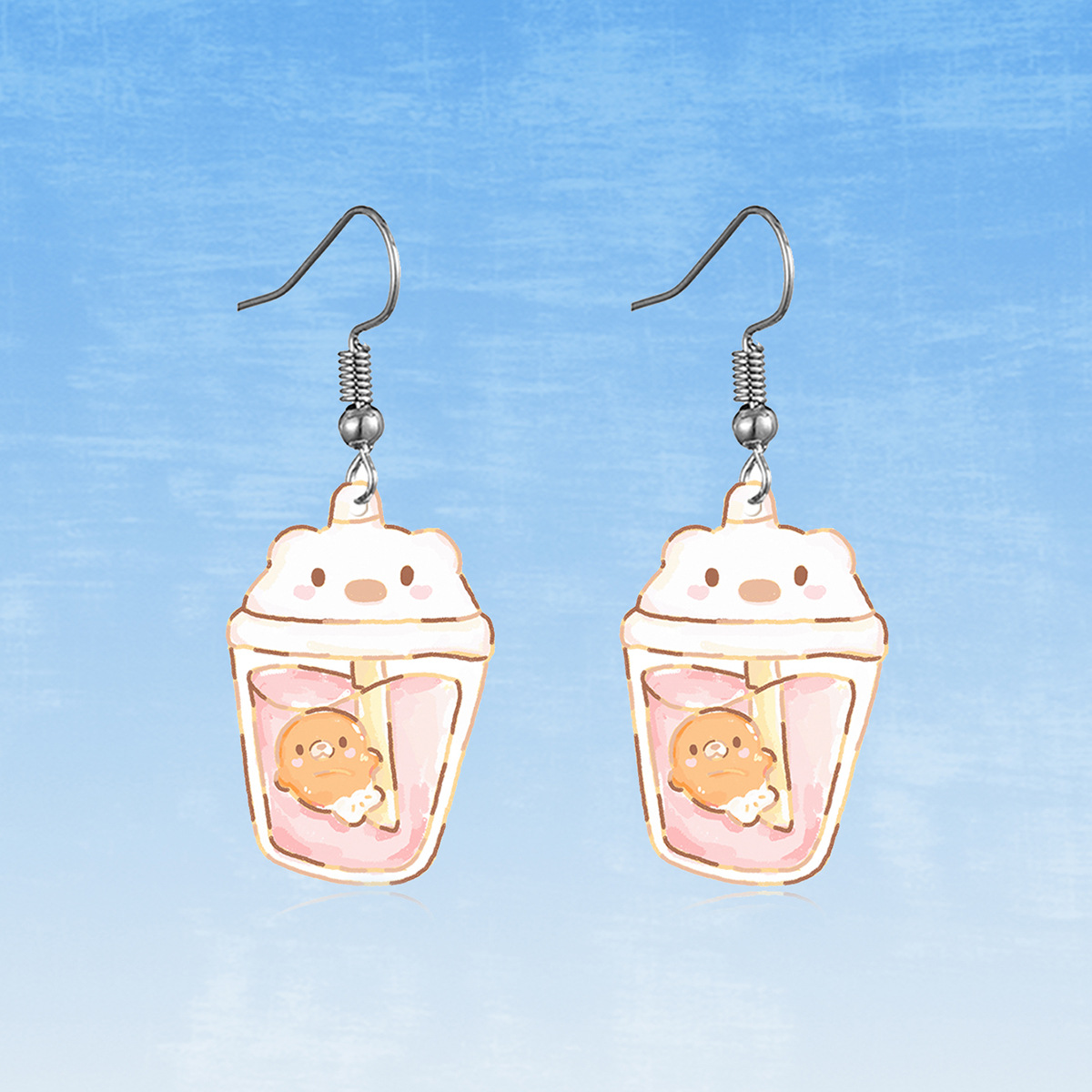 Cute Cartoon Coati Crescent Moon Earrings