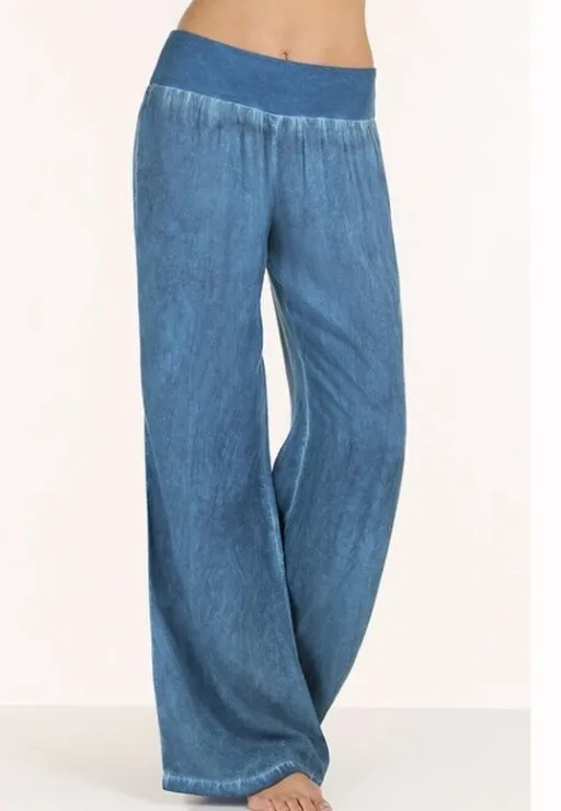 Women's Casual Denim Wide leg Pants Blue - Shop at LoveMi