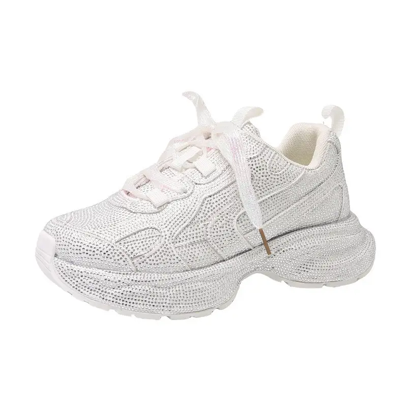 Babys Breath Rhinestone Thick-Soled Casual Sneakers