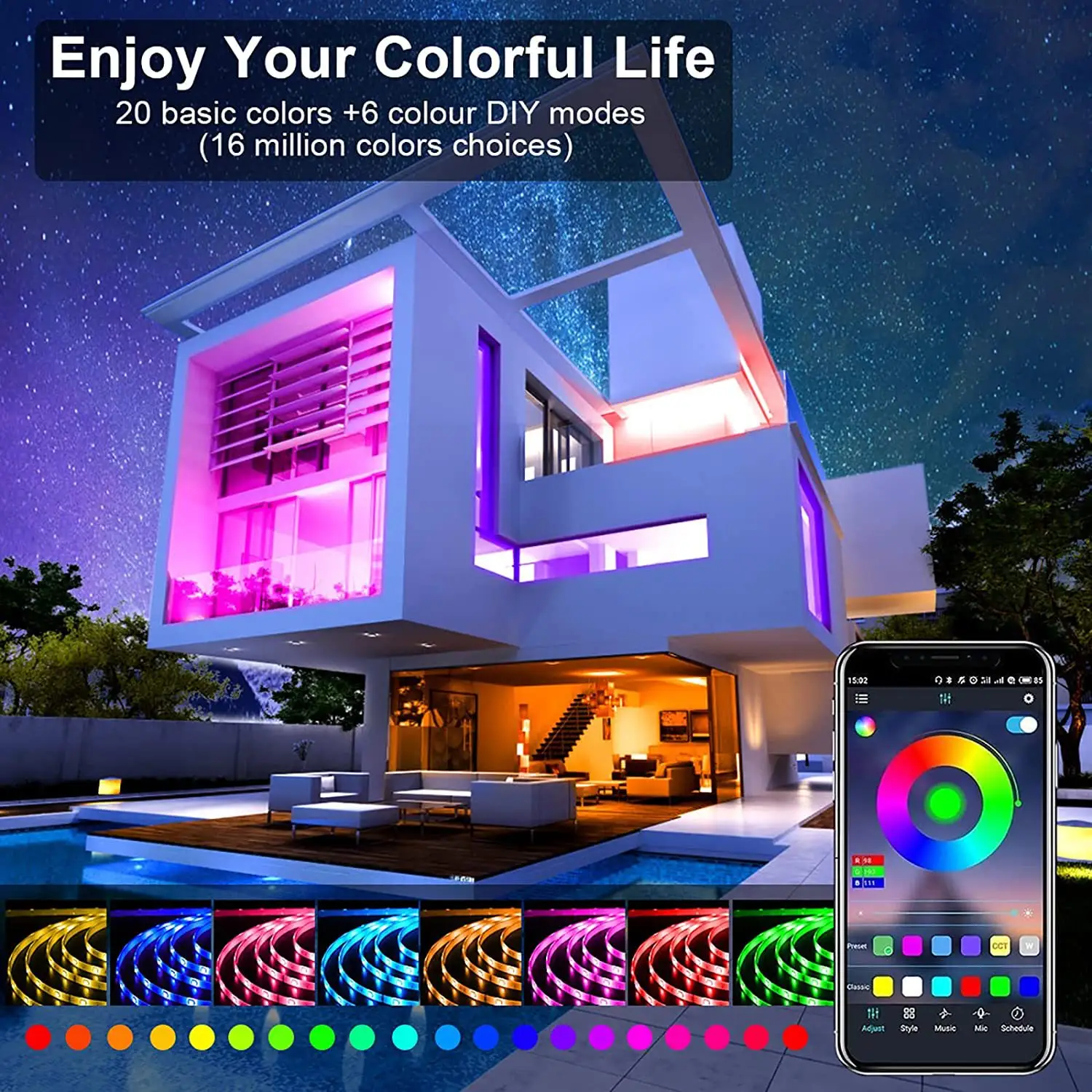 RGB Music Bluetooth Intelligent Low-voltage LED Light