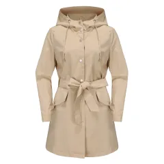Spring And Autumn New Hooded Waterproof Coat Containing Belt Thin - Apricot - View 1
