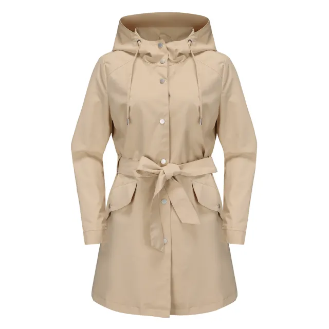 Spring And Autumn New Hooded Waterproof Coat Containing Belt Thin Apricot - Shop at LoveMi
