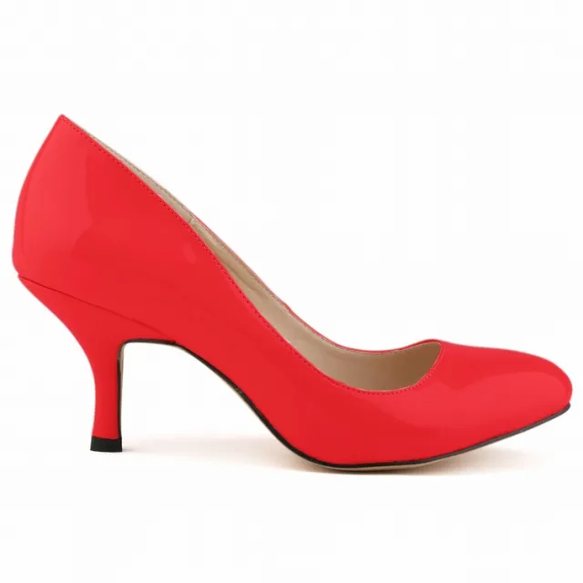 Pointed Low cut Thin Mid heel Candy colored Shoes Red - Shop at LoveMi