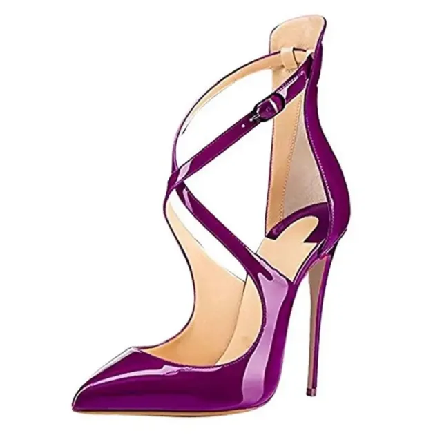 Women's Shoes Cross Strap Stiletto Heel Purple - Shop at LoveMi