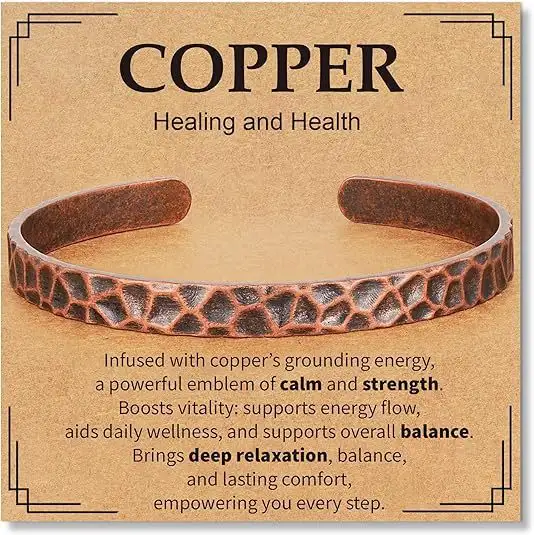 Simple Handmade Vintage Red Copper Open-Ended Bracelet