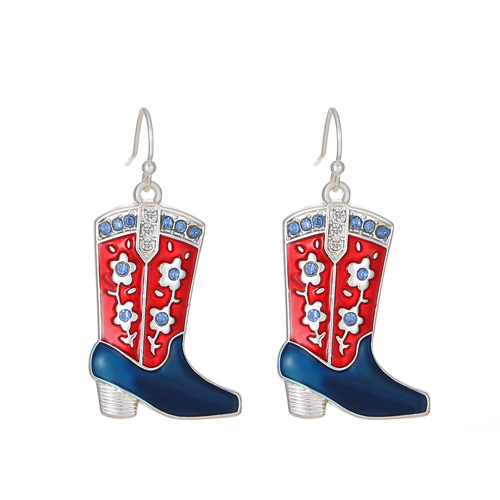 Alloy Diamond Enamel Earrings Retro Fashion