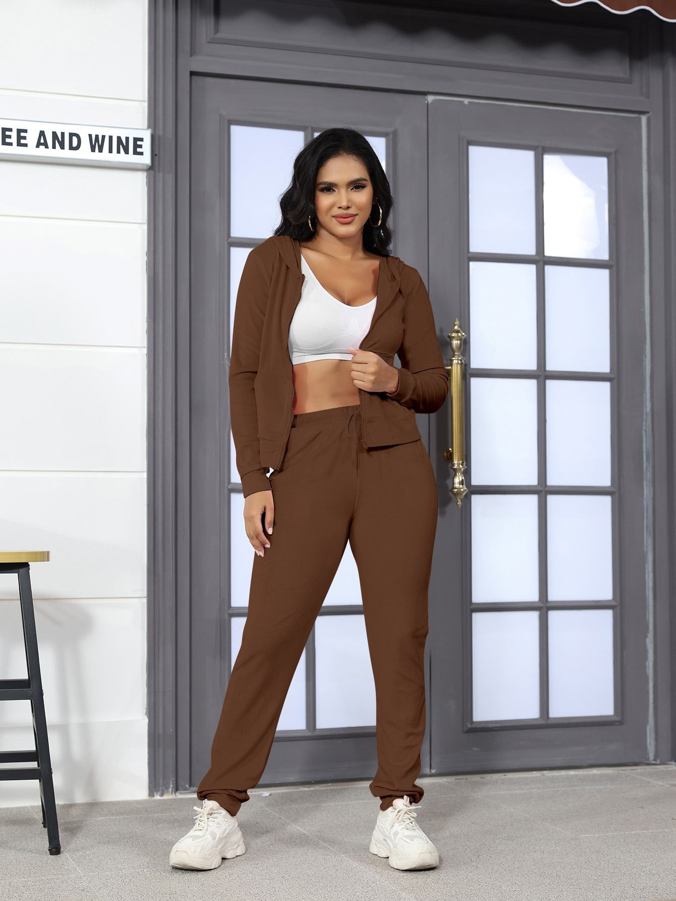 Stylish Casual Two-Piece Set With Golden Mink-Like Fleece And A Hood 19671f34 0e09 4f0c A4e1 9275daa1ff35