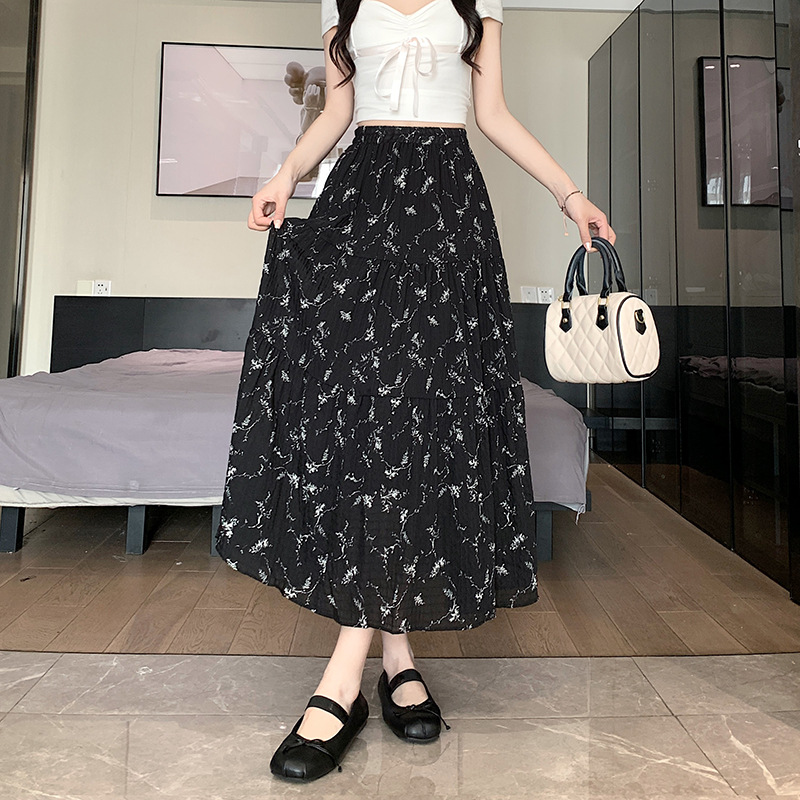 Women's Summer Casual French Retro Patchwork Floral Skirt