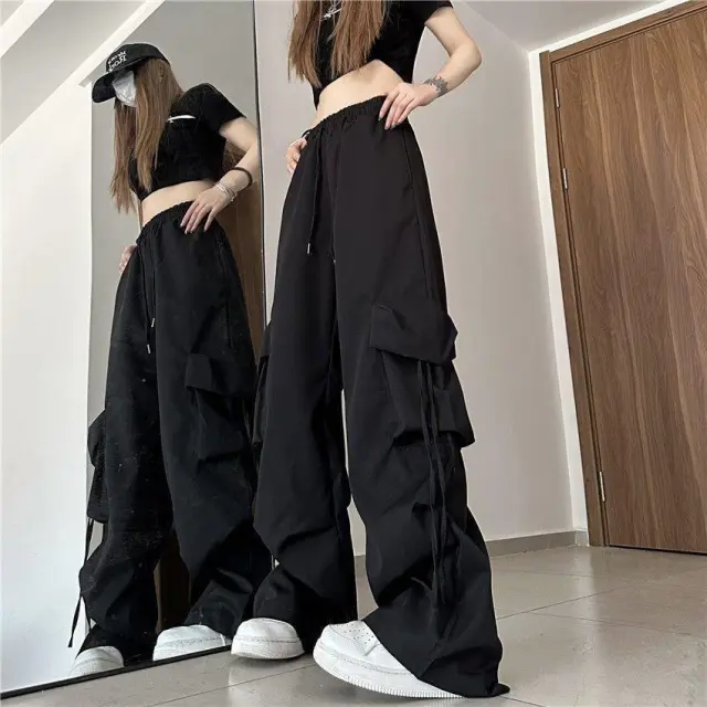 Women's Summer High Waist Retro Quick drying Casual Pants Black - Shop at LoveMi