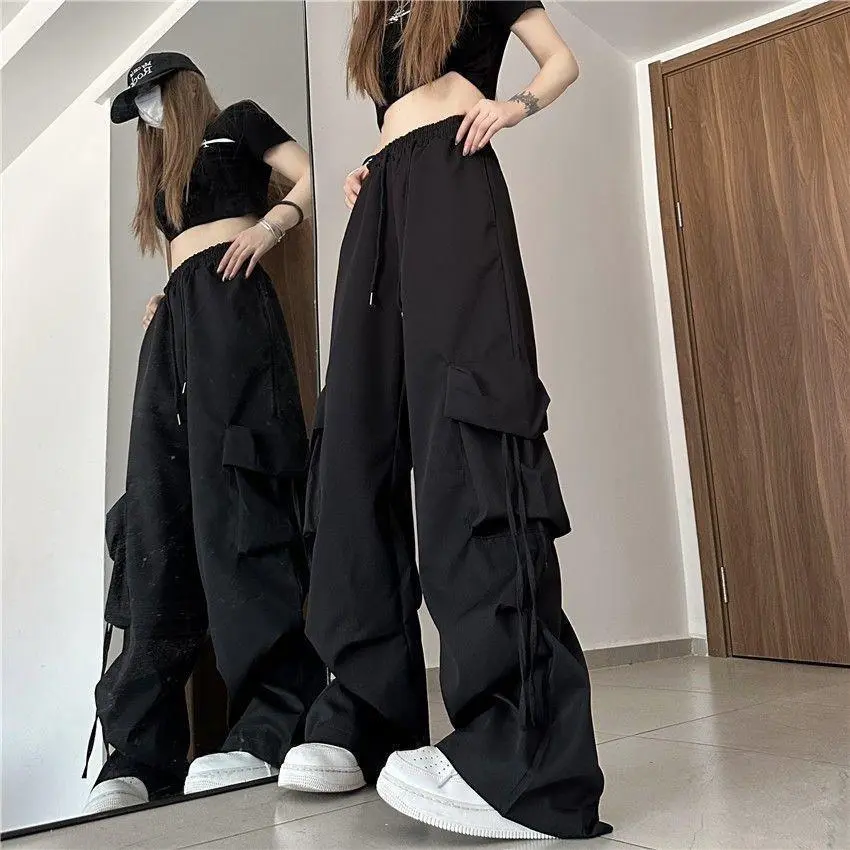 Women's Summer High Waist Retro Quick-drying Casual Pants - Black