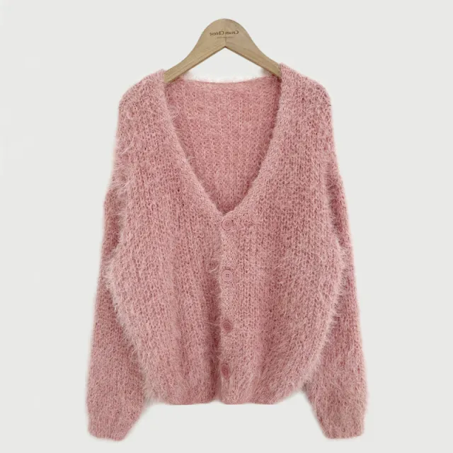 Mink Long sleeved Knitted Cardigan For Women Pink - Shop at LoveMi
