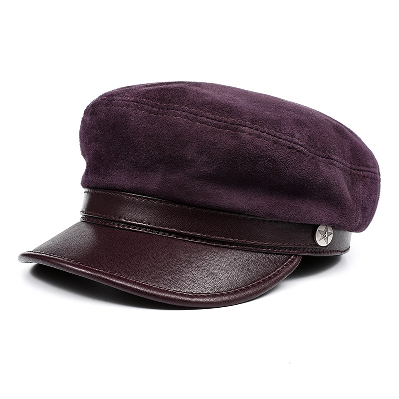 Womens Winter Sheepskin Hat Genuine Leather