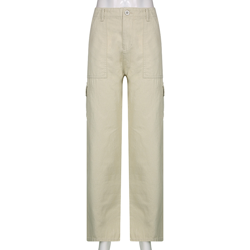 Title 12, Womens Loose Drape Khaki High Waist Trousers. ...