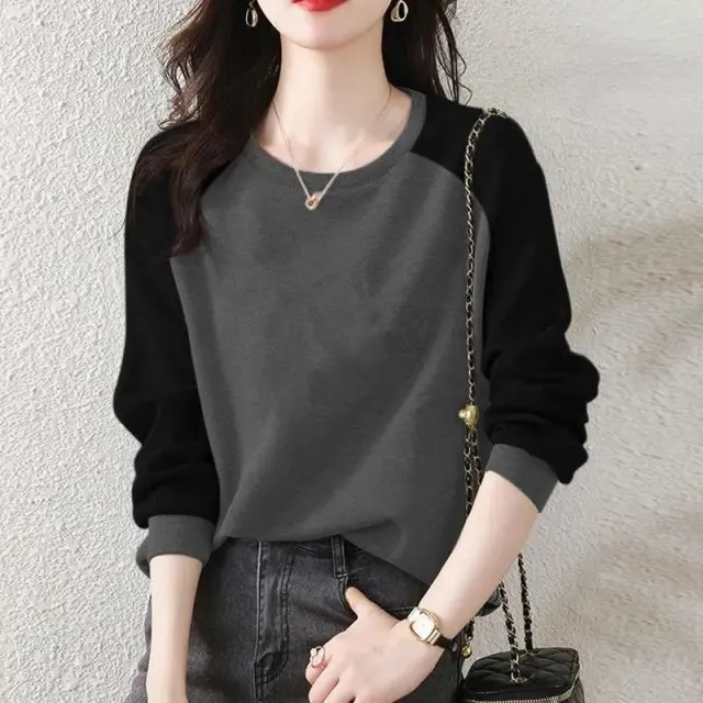 Double sided Dralon Round Neck Long sleeved T shirt Pure Gray - Shop at LoveMi