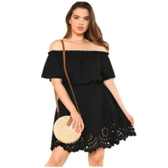 Waist Slimming Plus Size Dress Ladies - Black - View 1