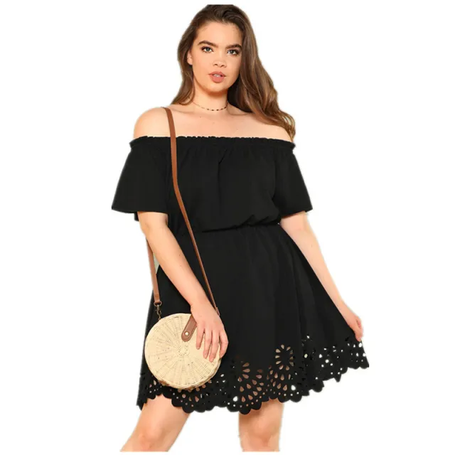 Waist Slimming Plus Size Dress Ladies Black - Shop at LoveMi