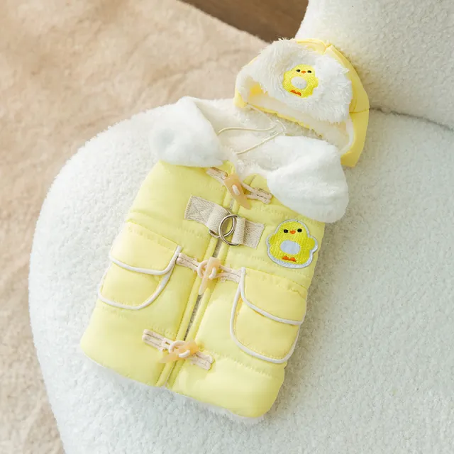 Cat Clothes Autumn And Winter Clothes Thickened Cotton padded Clothes Anti lint Lok Yellow Chick - Shop at LoveMi