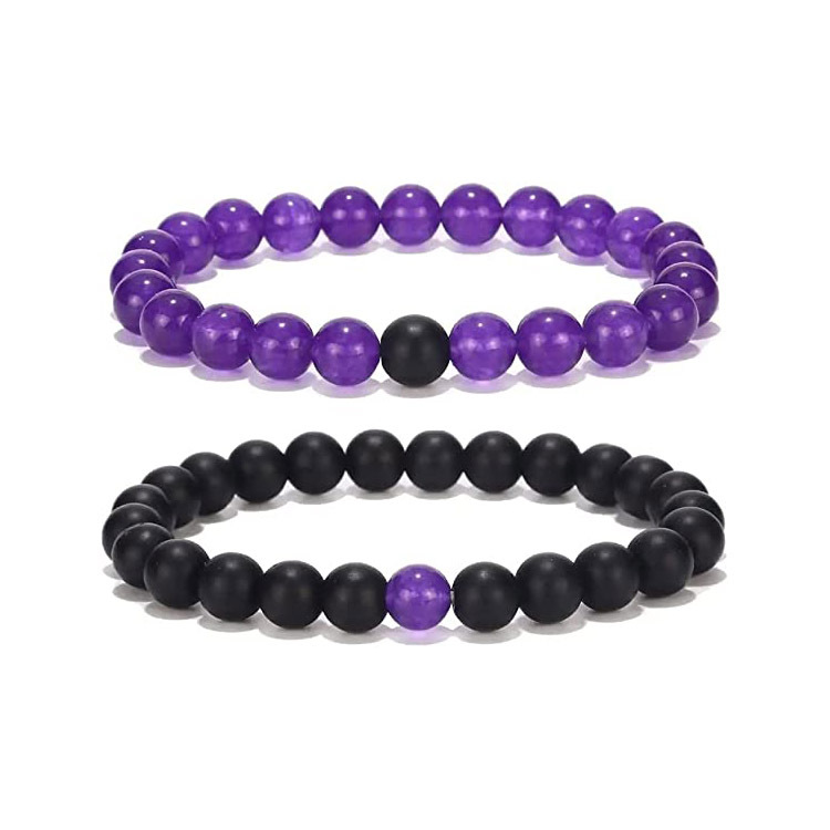 Two-piece Set Natural Stone Turquoise Pink Crystal Bracelet