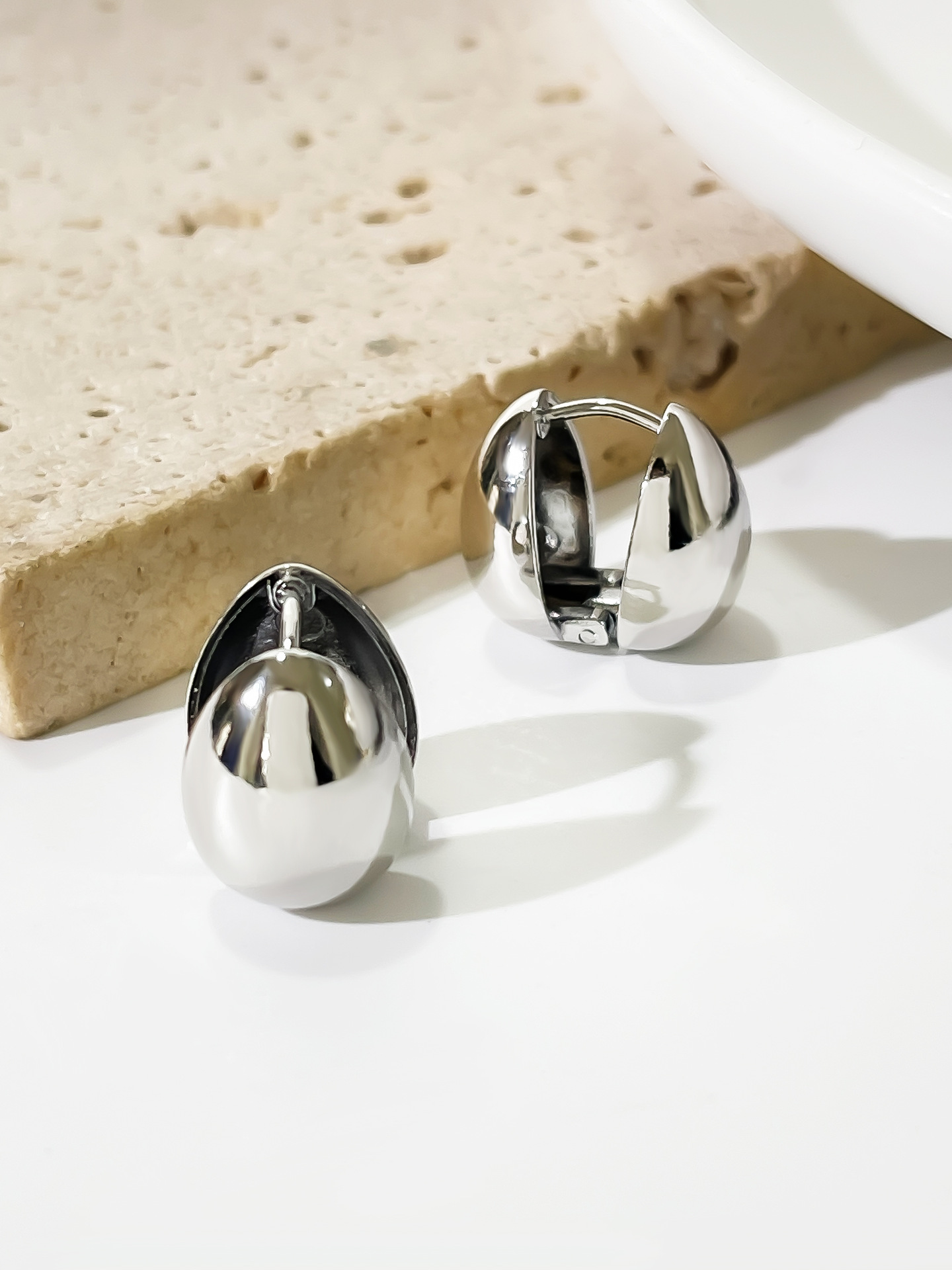 Titanium Steel Water Drop Ear Clip Waterproof All-match Earrings