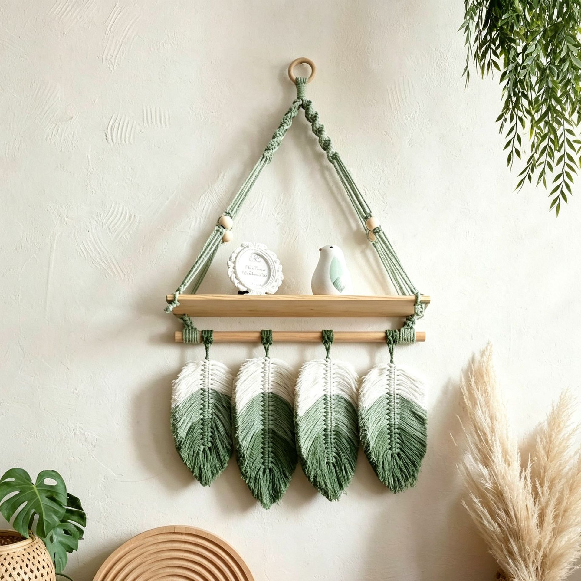 Rope-Woven Wall Shelf, Single Layer, picture 3 of 4