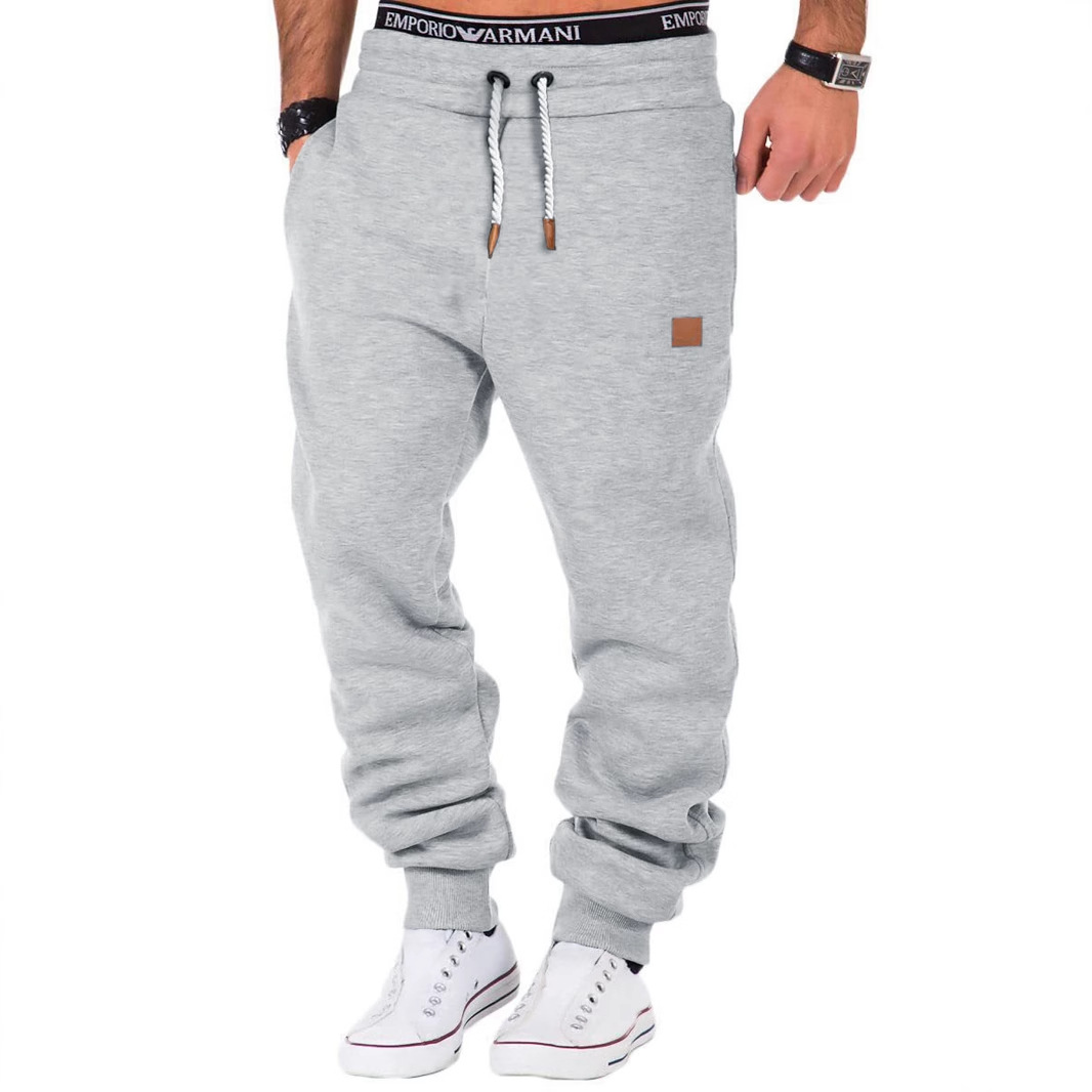 Men's Sweatpants - Drawstring Joggers with Patch - Casual Fit - Multi-Pocket - Picture 9 of 9