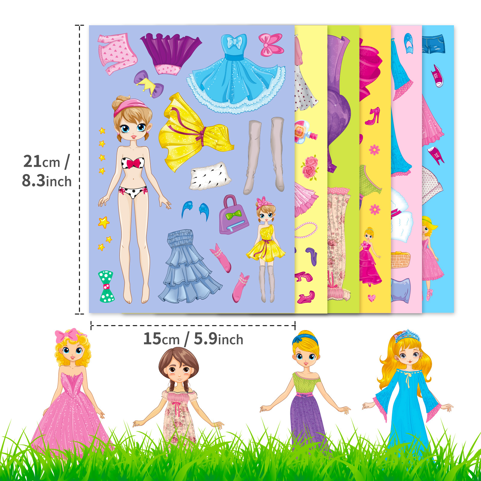 Title 8, 6 Sheetspack Princess Face Changing Stickers C...