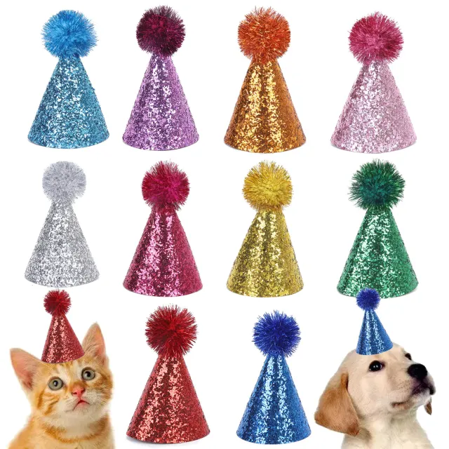 Pet Birthday Party Pointed Fur Ball Decorative Hat Large 13Cm10 Color - Shop at LoveMi