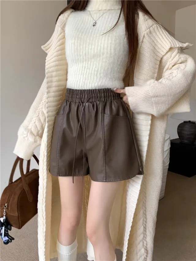 High waisted Loose fit Casual And Versatile Shorts Brown - Shop at LoveMi