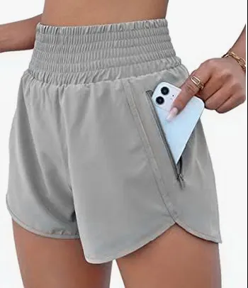 Women's Fashion High Top Sports Running Yoga Short Belt Lining Light Gray - Shop at LoveMi