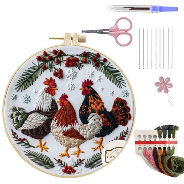 Handmade Cloth Art Material Kit Kit Embroidery Handmade Material Gift Present 3Chickens - Shop at LoveMi