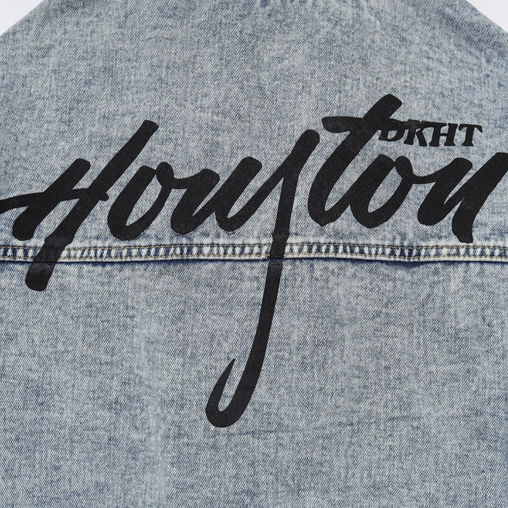 Spring And Autumn Stitching Contrast Color Washing Loose All-match Pu Handsome Denim Jacket