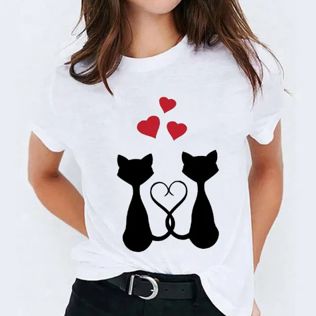 Women's Round Neck Printed T shirt Short Sleeve 1012 - Shop at LoveMi