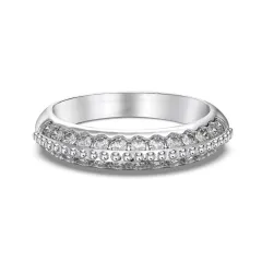 Sterling Silver Ring Women's Double Layer Gang Drill Exquisite Design - Platinum - View 1