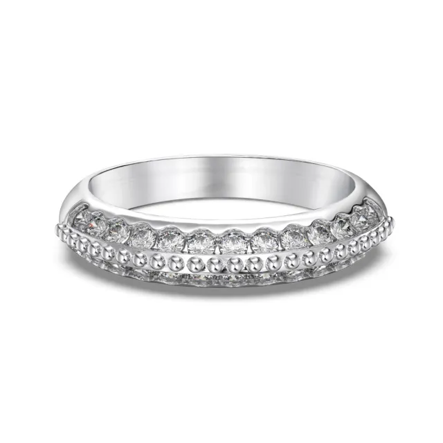 Sterling Silver Ring Women's Double Layer Gang Drill Exquisite Design Platinum - Shop at LoveMi