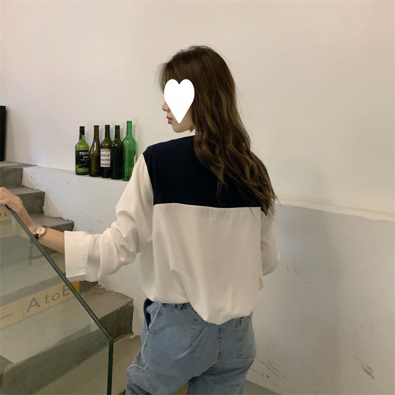 Women's Shawl Fake Two-piece Long-sleeved Shirt