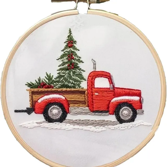 Cross border New Embroidery Christmas Embroidery KIT Christmas KIT Embroidery Handicraft DIY Material Truck - Shop at LoveMi