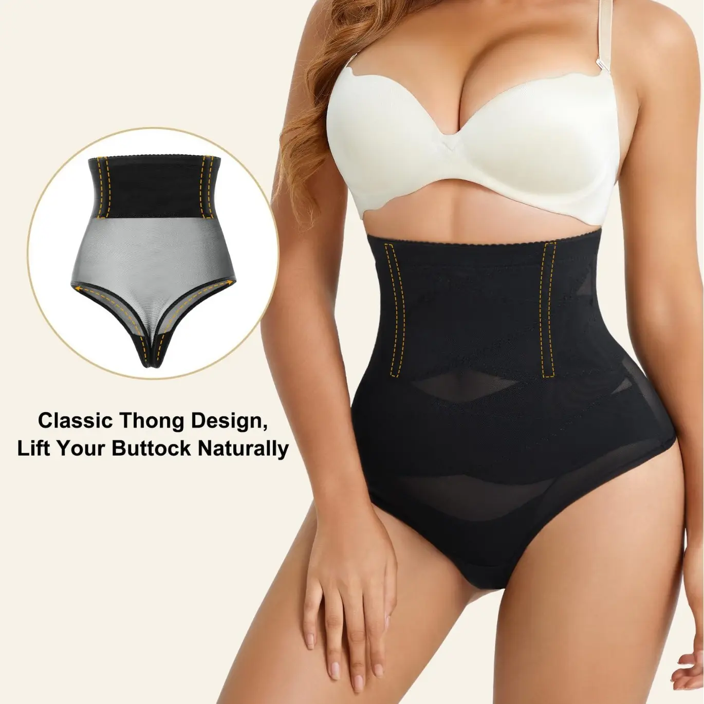 Womens High-Waisted Butt-Lifting Shaping Thong