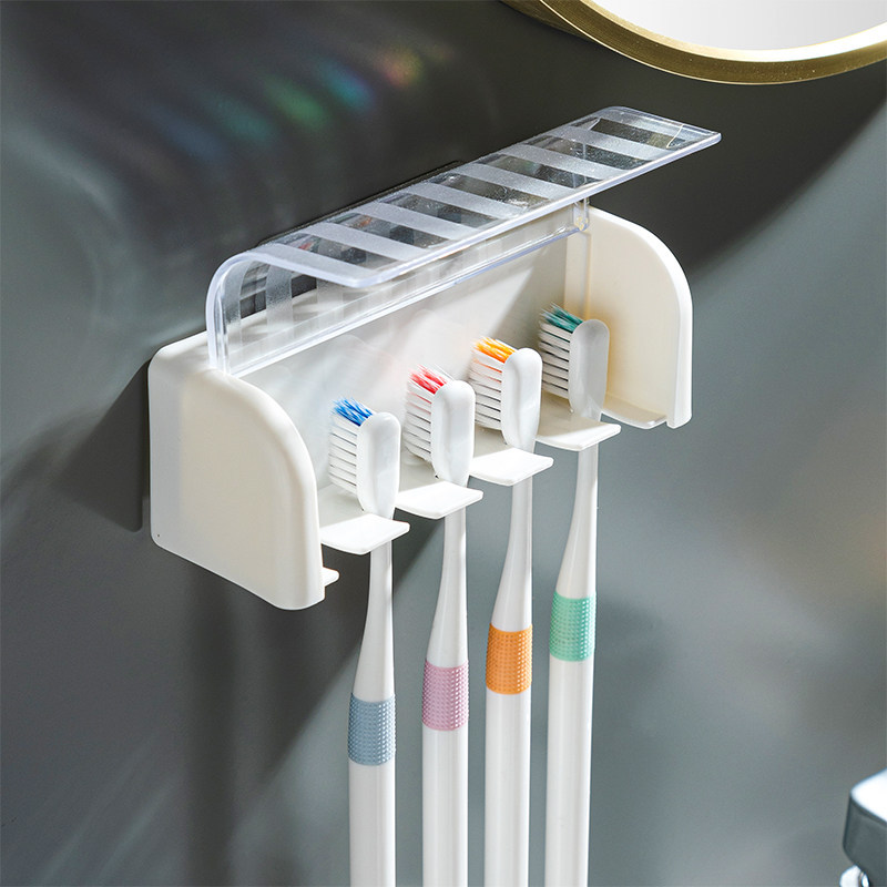 Toothbrush Holder Storage Rack Home Bathroom Wall-mounted No Drilling Required