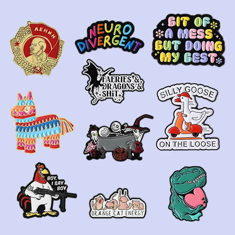 English Letter Quote Creative Brooches Badges