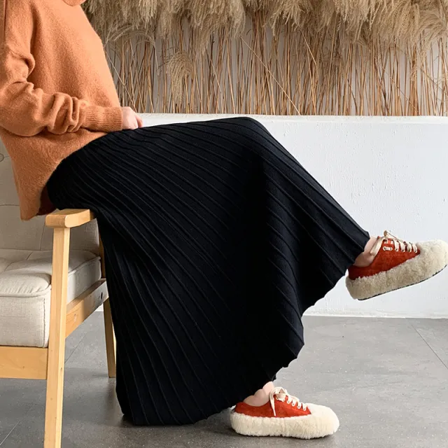 Women's Fashion All match Pleated High Waist Big Swing A Line Sheath Skirt Black - Shop at LoveMi