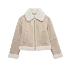 Women's Lamb Wool Lapel Double-sided Short Jacket - View 1