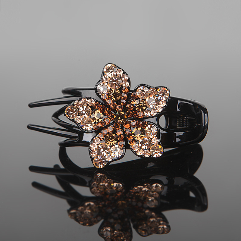 Barrettes Back Head Three-jaw Clamps Rhinestone Flower 9