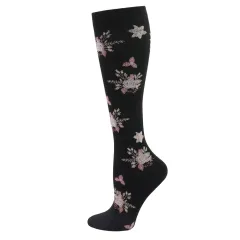Sports Pressure Spring Flower Elastic Stockings - Black Background Chrysanthemum - View 1